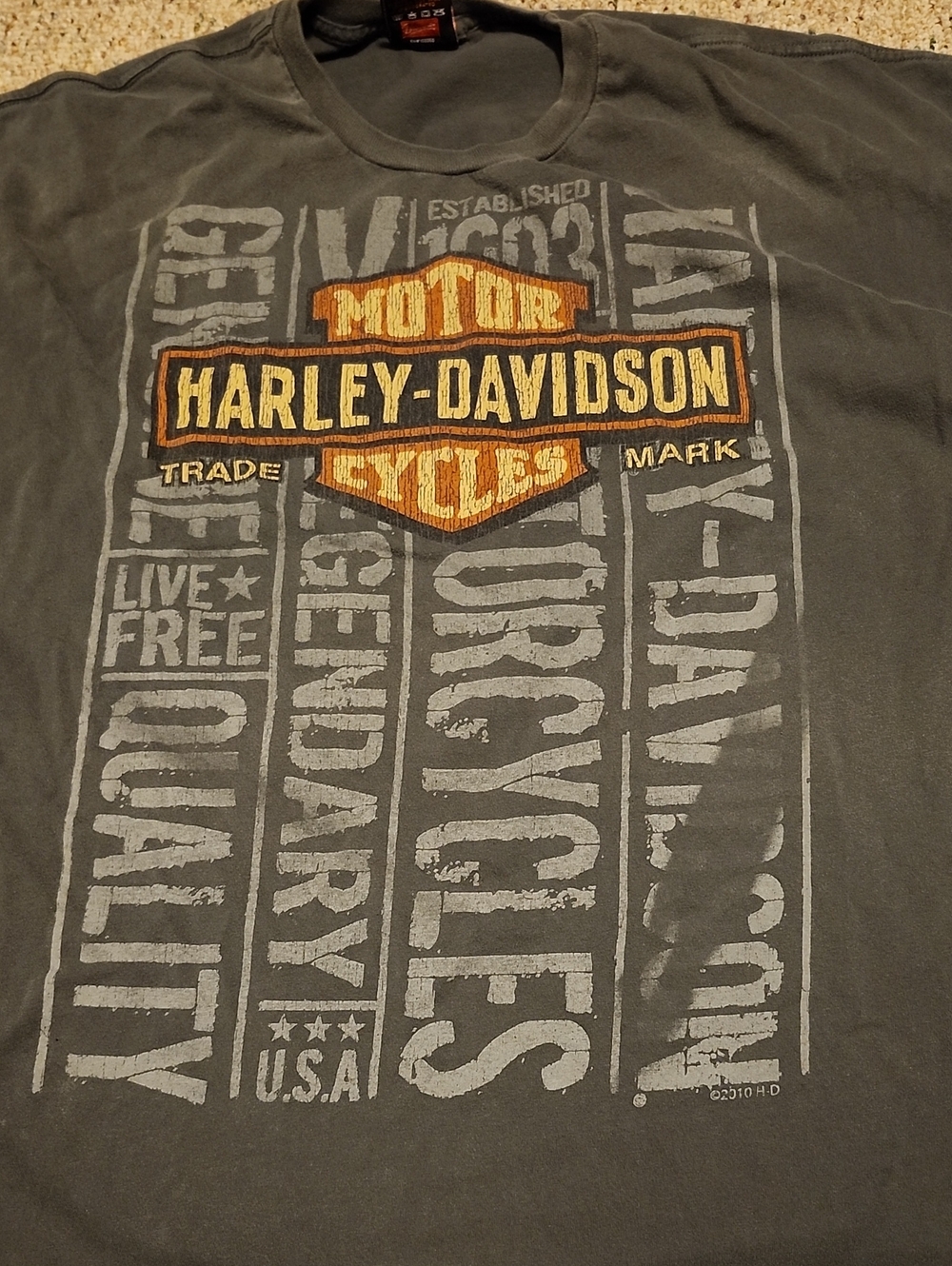 Harley-Davidson Charcoal Gray Short-Sleeve Orange & Gold Shield 3X - IN
